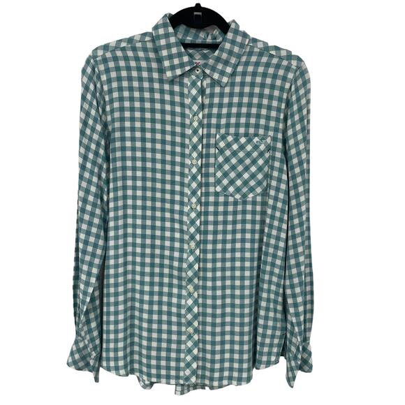 Vineyard Vines Long Sleeve Button Down Green White Check Pattern Womens 4 AS IS - Picture 1 of 8